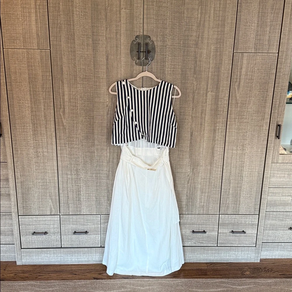 Zara‎ Belted Linen Blend Waist Cut Out Dress - Picture 14 of 17